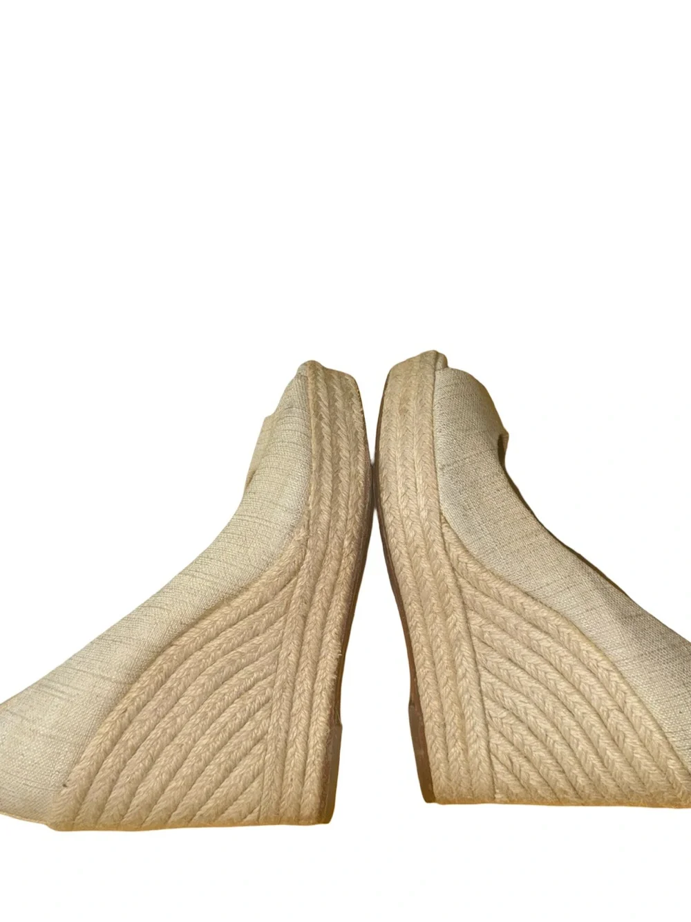 VTG y2K COACH Milan Beige Espadrille Wedge Platform Heels Peep Toes Shoes Size 6